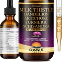 Organic Milk Thistle Extract Liquid for Equipment Cleanse Detox & Opravy, Silymarin Milk Thistle Drops Dodatek s Pampelion & Artichode pro podporu jater, Vegan, Alcohol- Free, 2 FL OZ