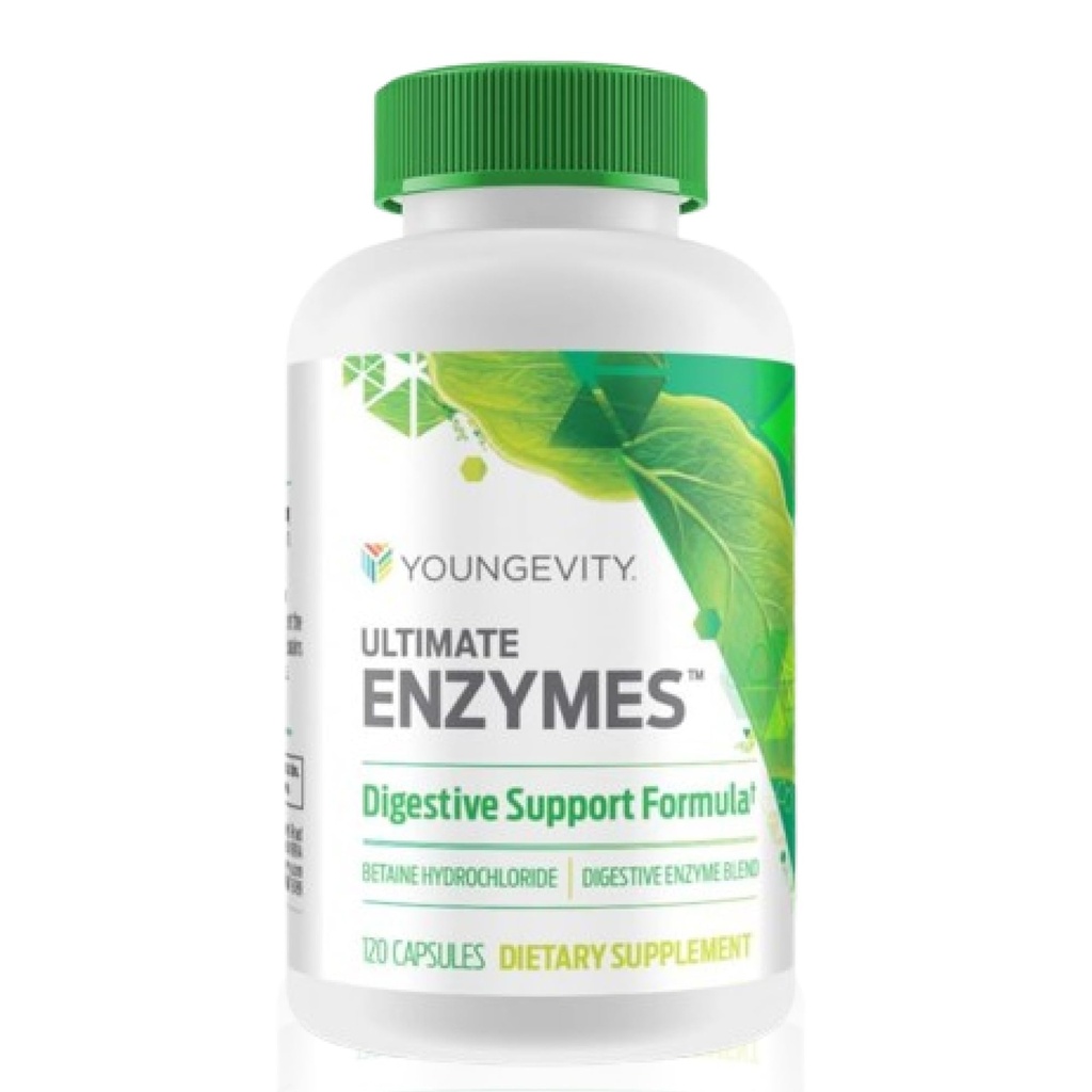 Youngevity Ultimate Enzymes ® - Multi Enzymy pro stravu, Plynové a nadýmání Relief - Betaine HCl, Ox Bile, Pankreatin 10X, Papain 6M, Pepsin 1: 3000 (120 Kapsle)