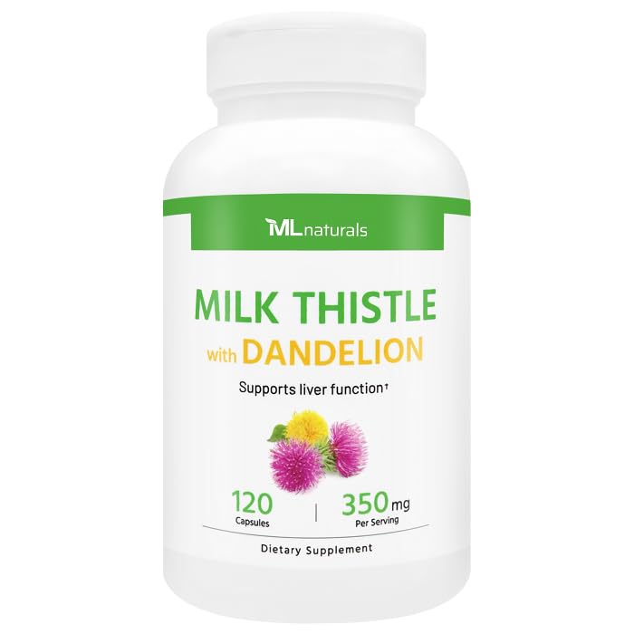 ML Naturals Milk Thistle & Dandelion Extract - 250mg Milk Thistle, 100mg Dandelion Root (Per Serving) 120 Kapsle