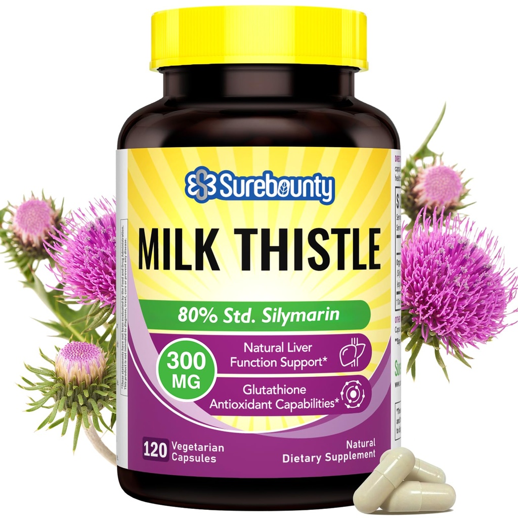Mléko Thistle, Koncentrované semeno extrakt, Játra Podpora Cleanse Detox, Tučné Játra doplňky, Non- GMO, No Gluten & Soy, 120 Veggie Caps, 4 Měsíční dodávky