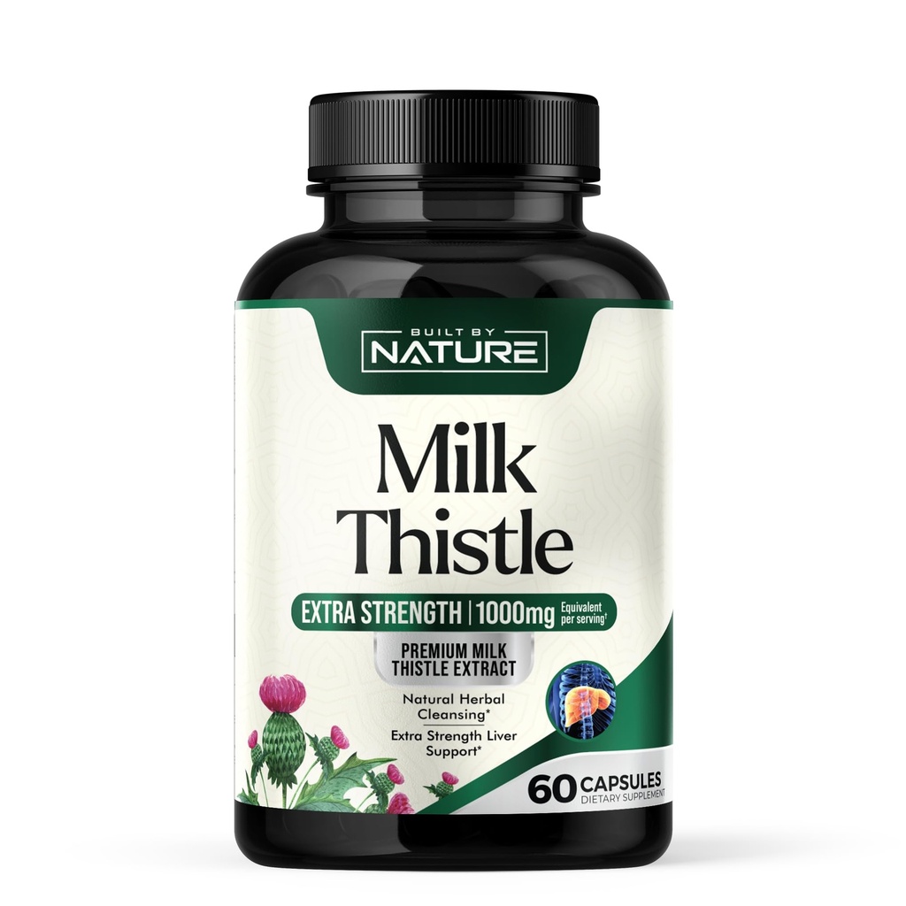 Postaven Příroda Mléko Thistle Játra Detox Dodatek se Silymarin Extract & Pampelion Root - Gentle Bylinné Játra Čistota pro muže a ženy - Podpora zdraví jater - Non- GMO - 60 Veggie Kapsle