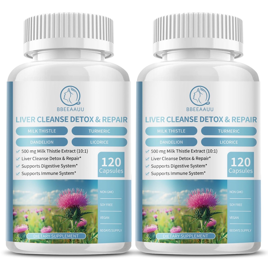 (2 Pack) Mléko Třtinový dodatek Kapsle, Játra Zdraví Formule, s kořen pampelišky, 10: 1 Extrakt, pro Játra Detox Podpora, Trávicí a imunitní systém Imunitní Počet 240