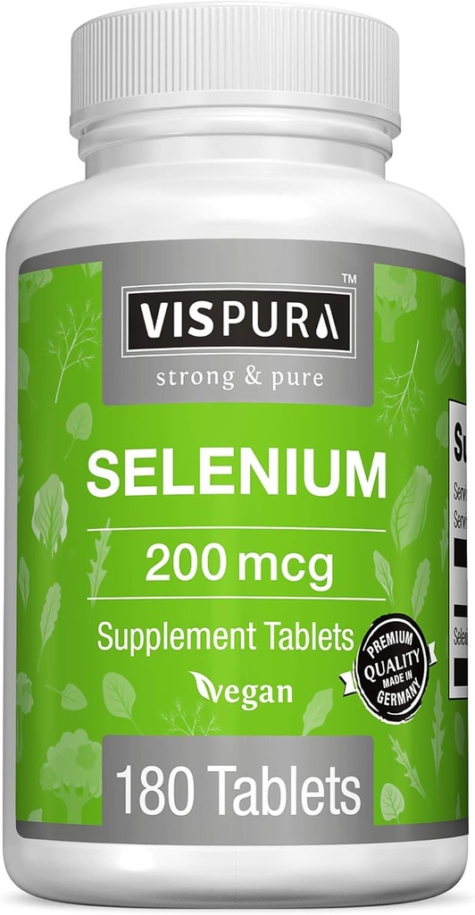 Selen 200 mcg dodatek, 180 Vegan Tablety pro imunitní systém, štítné žlázy, prostata a srdce zdraví *, organické, přírodní & gluten zdarma stopová mineral bez přísad
