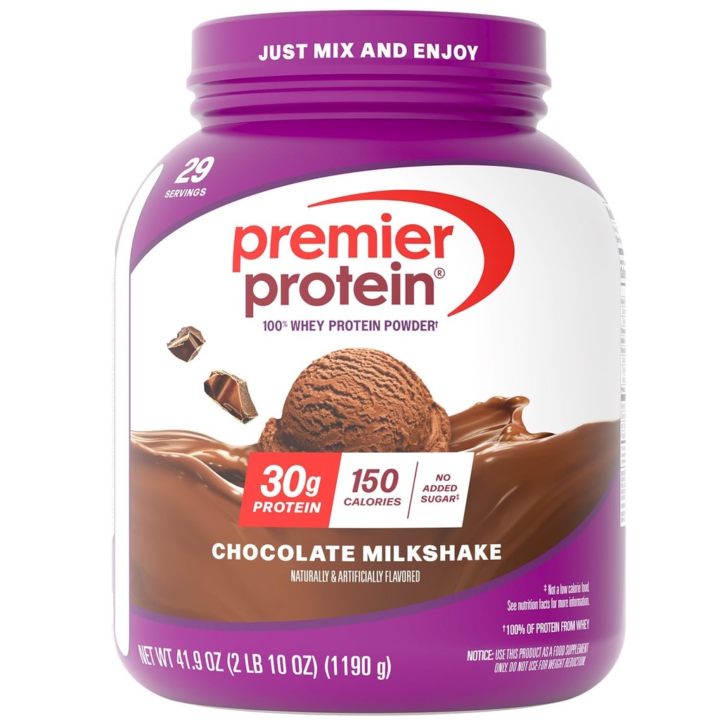 Premier Protein Powder, Chocolate Milkshake, 30g Protein, 1g Sugar, No Soy, Gluten Free, 41.9oz (29 Služeb)
