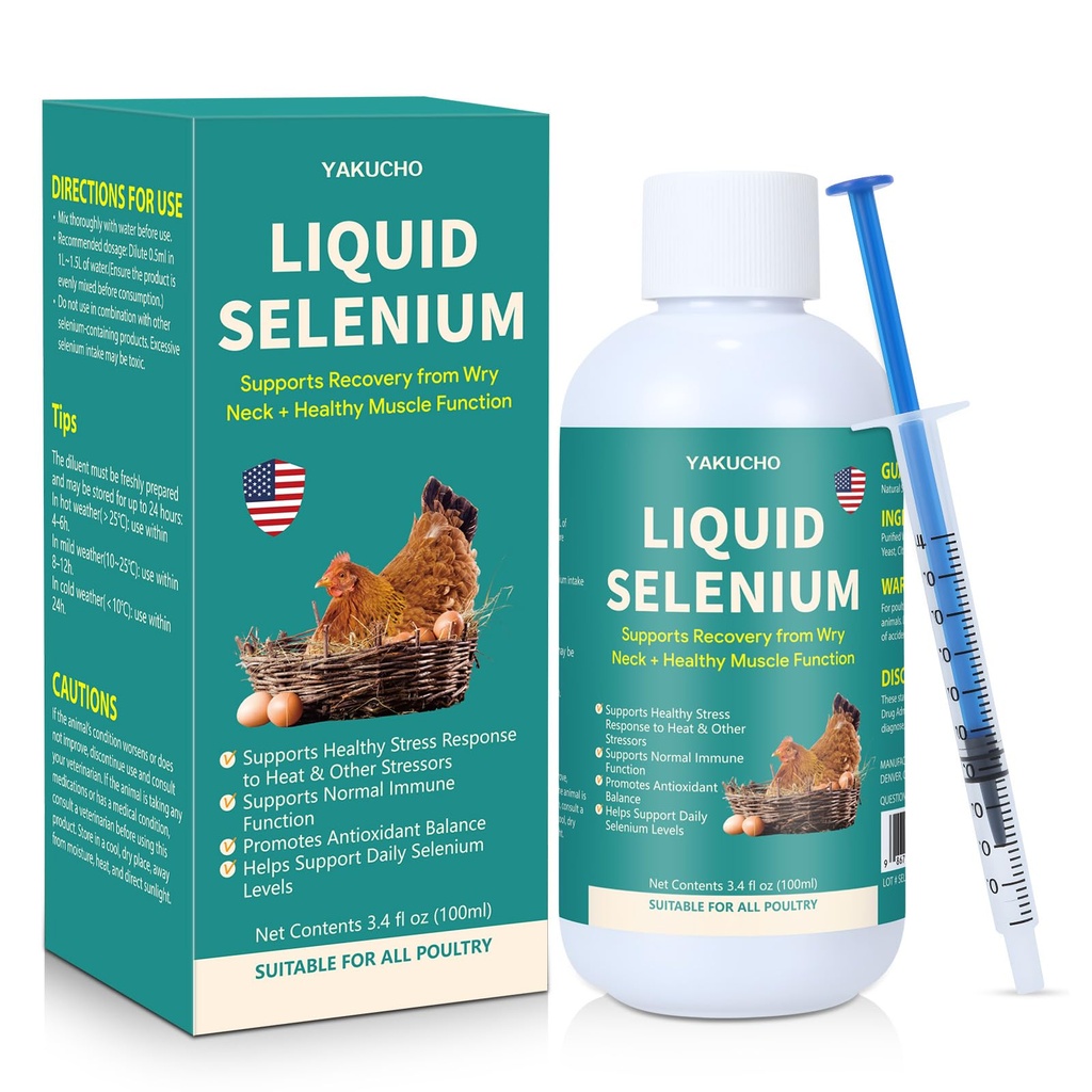Liquid Selen for Poultry Supports Muscle Function Response Immunication Balance Antioxidant Support Vhodné pro všechny Poultry 3.4 fl oz