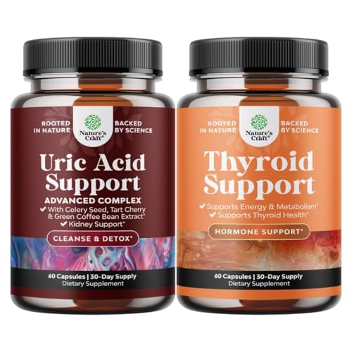 Bundle Green Coffee Bean Extract for Uric Acid Cleanse & Detox with Turmeric Tart Cherry & Celer Seed and Herbal Tyrosin Support Complex with L Tyrosin, Bladderwrack, Selen & Pure Ashwagandha
