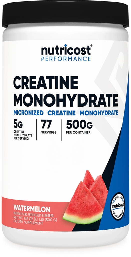 Nutricost Creatin Monohydrát Powder (Meloun vodní, 500 Gram) - Mikronizovaný Creatin dodatek - Vegan, Non- GMO, gluten zdarma