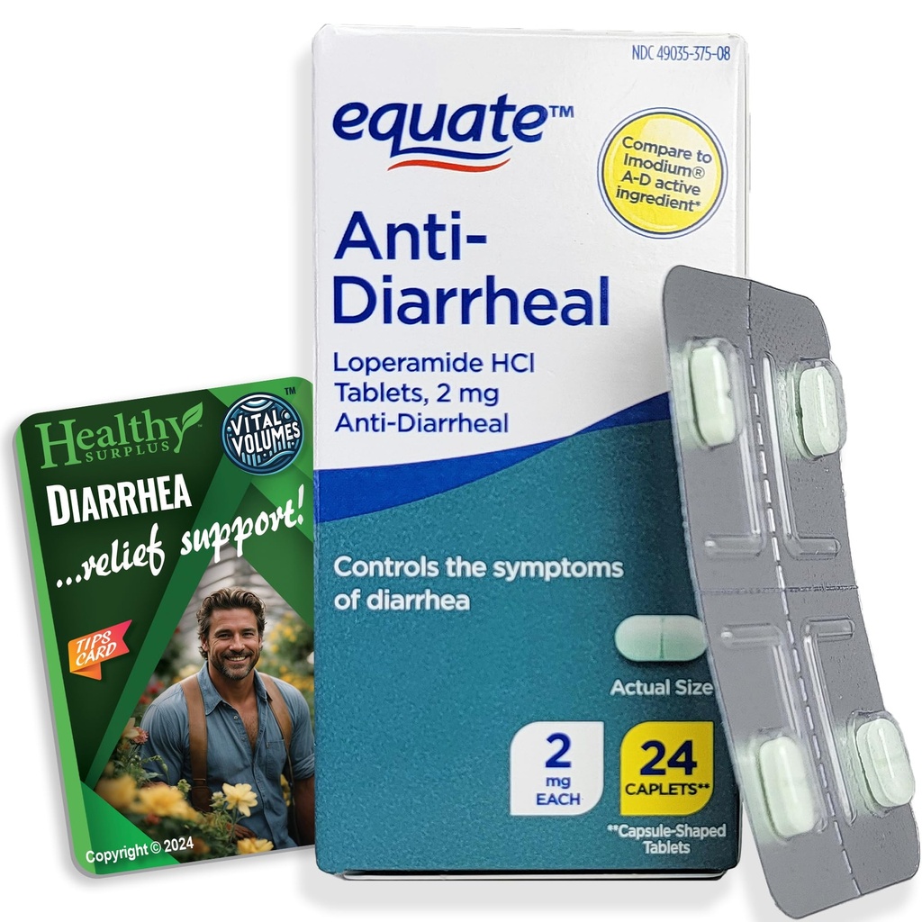 Zdravé Surplus Rovná Anti- Diarrheate Loperamid HCI 2 mg 24 Kaplety a Vital Volumes Tipy karty