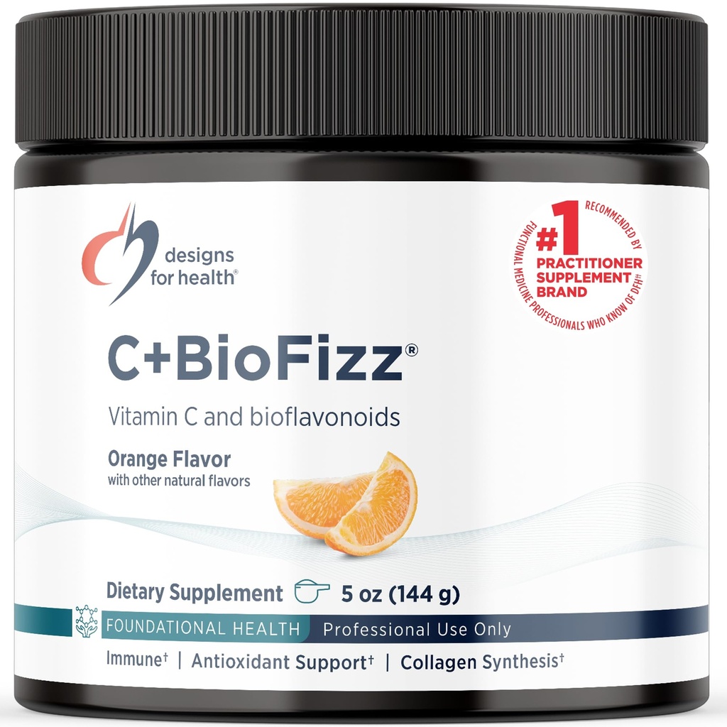 Designy pro zdraví C + BioFizz Fizzy Vitamin C Drink Powder High Potency Powder with Bioflavonoids - Imunite + Antioxidant Support - Vegan (36 Servings / 144g)