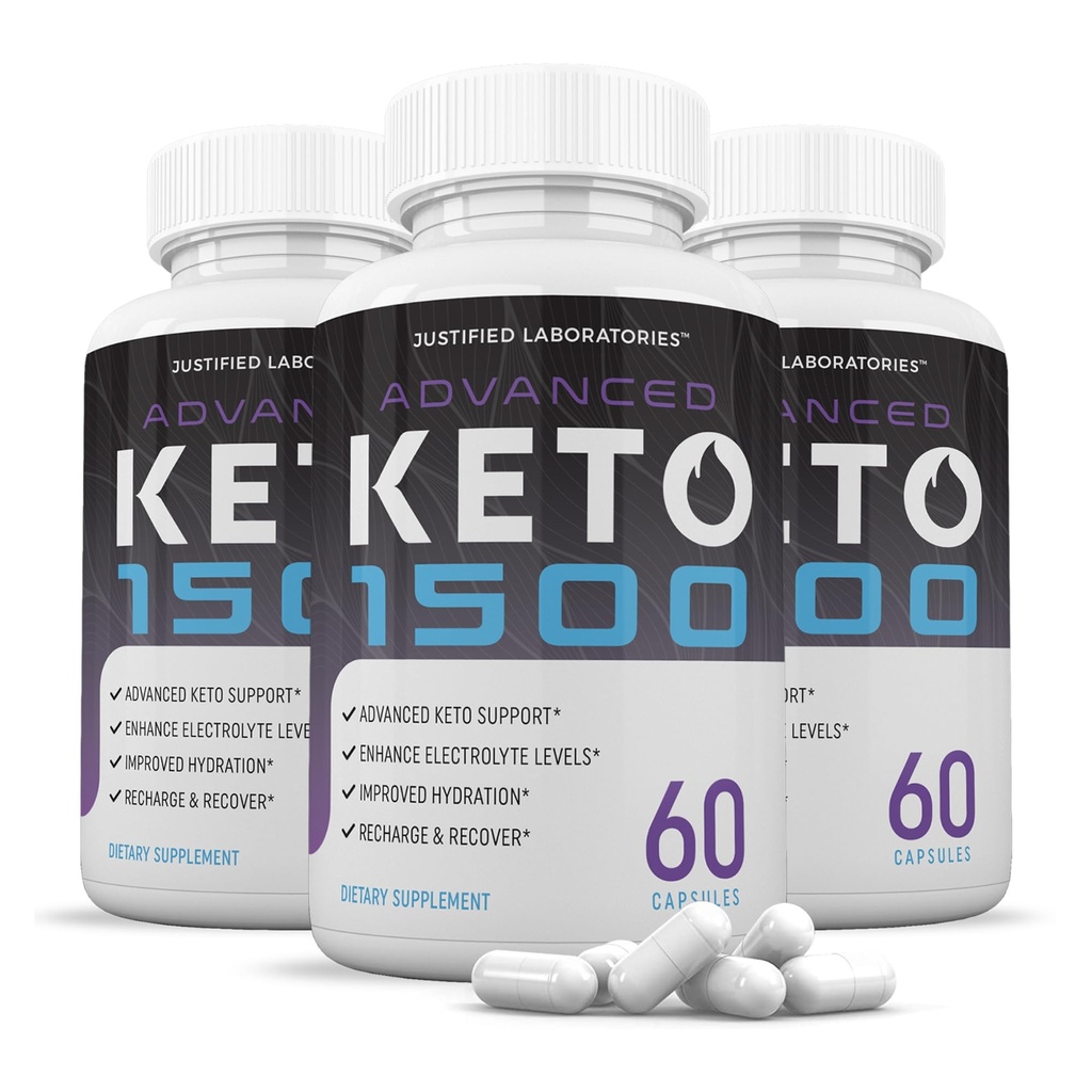 (3 Pack) Advanced Keto 1500 Keto pilulky 1275MG Nová a vylepšená formule obsahuje jablečný ocet extra panenský olivový olej Powder Green Tea Leaf 180 Kapsle