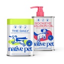 Native Pet Denní Dog dodatek (30 Scoops) & Salmon Oil pro psy a kočky (8 Oz) - 11 v 1 Multivitamin & Pure Omega33 Rybí olej dodatek pro pleť & Coat, Joint, Heart Health & Anti- Zánět