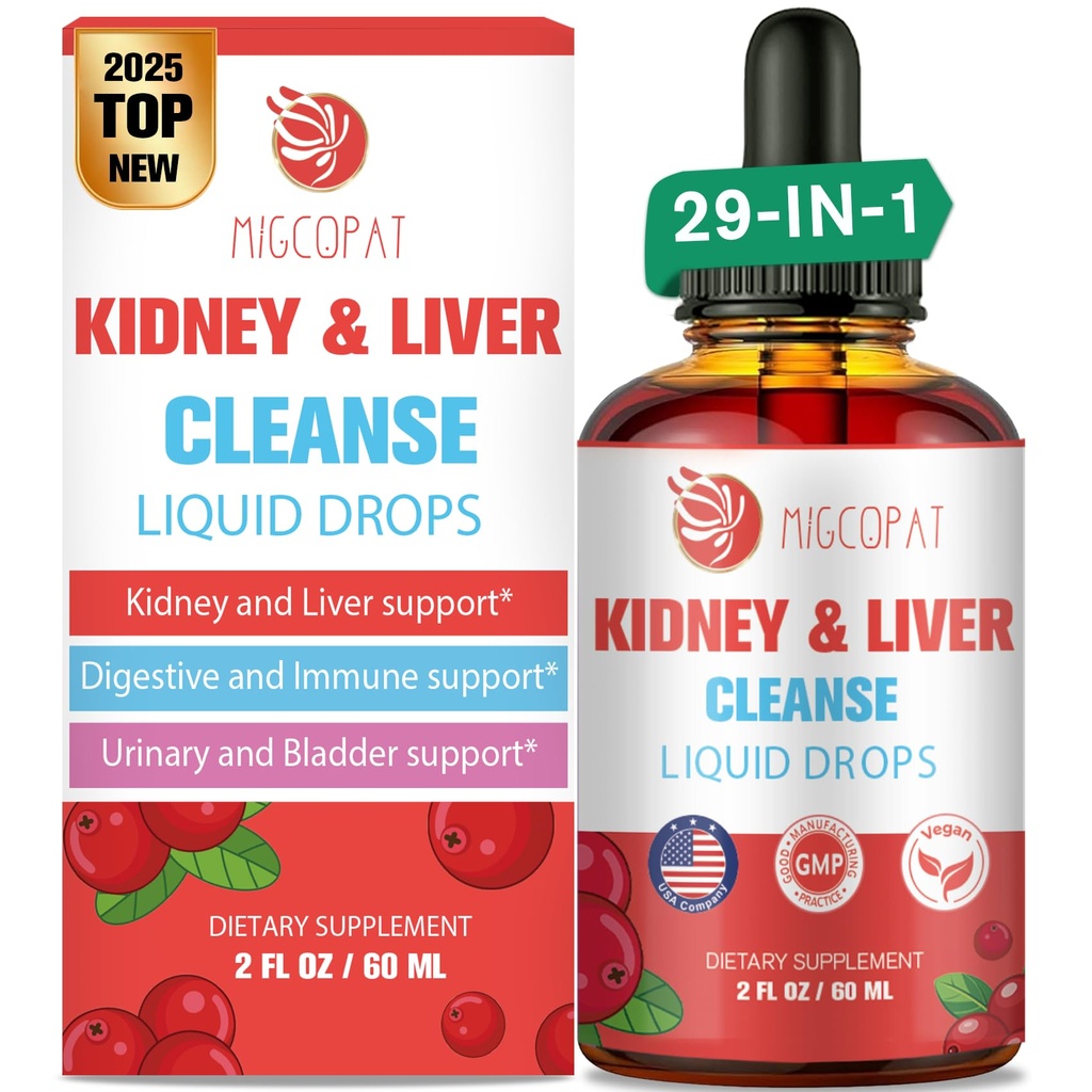 Ledviny a vyčištění jater Detox & Opravy Kapky, Cranberry a Mléko Thistle Dodatek s Artichod, Astragalus, Koňský ocas - Přírodní bylina pro játra, Ledviny, Močový trakt, močový měchýř, 60 ml