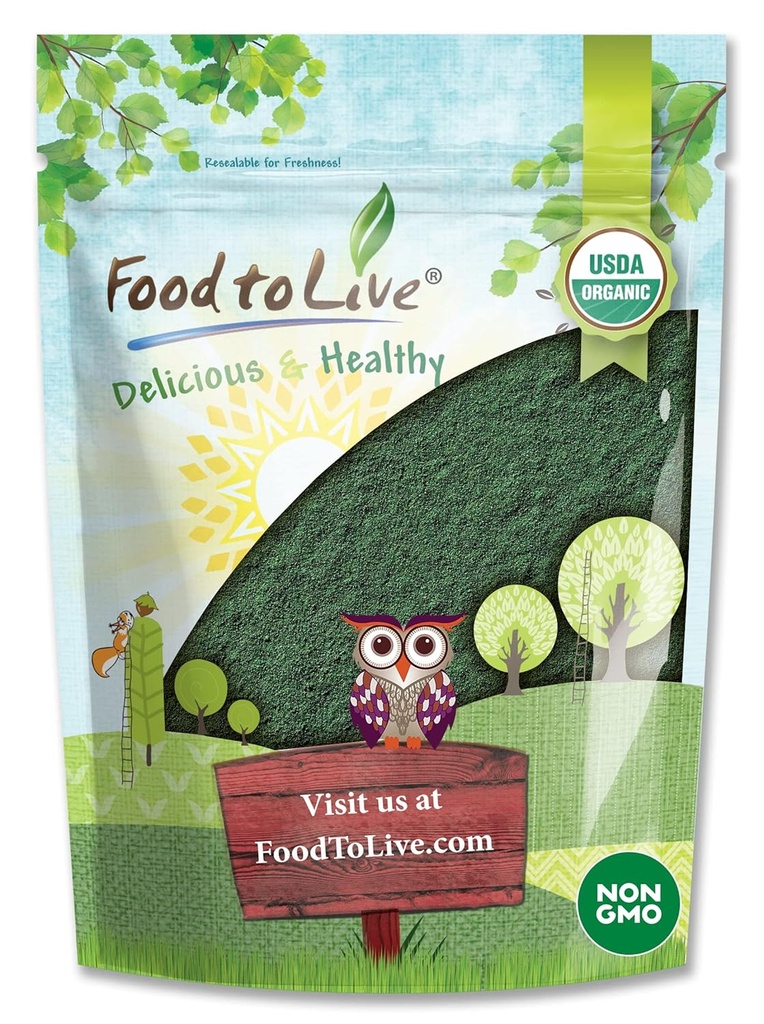 Potraviny pro živé organické Spirulina Powder, 4 Pounds - Non- GMO, Kosher, Raw Blue- Green Algae, Vegan Superfood, Bulk, Non- Ozářené, čistý Vegan Zelený protein, Bohaté vitamíny & Minerály, Skvělé pro nápoje