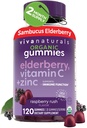Viva Naturals Organic Sambucus Elderberry Gummies pro dospělé (120 Počet) - 3in1 Black Elderberry Vitamin C a zink Imunitní Support Gummies, Žvýkací Elderberry doplňky, Zinek Imunity Gummies