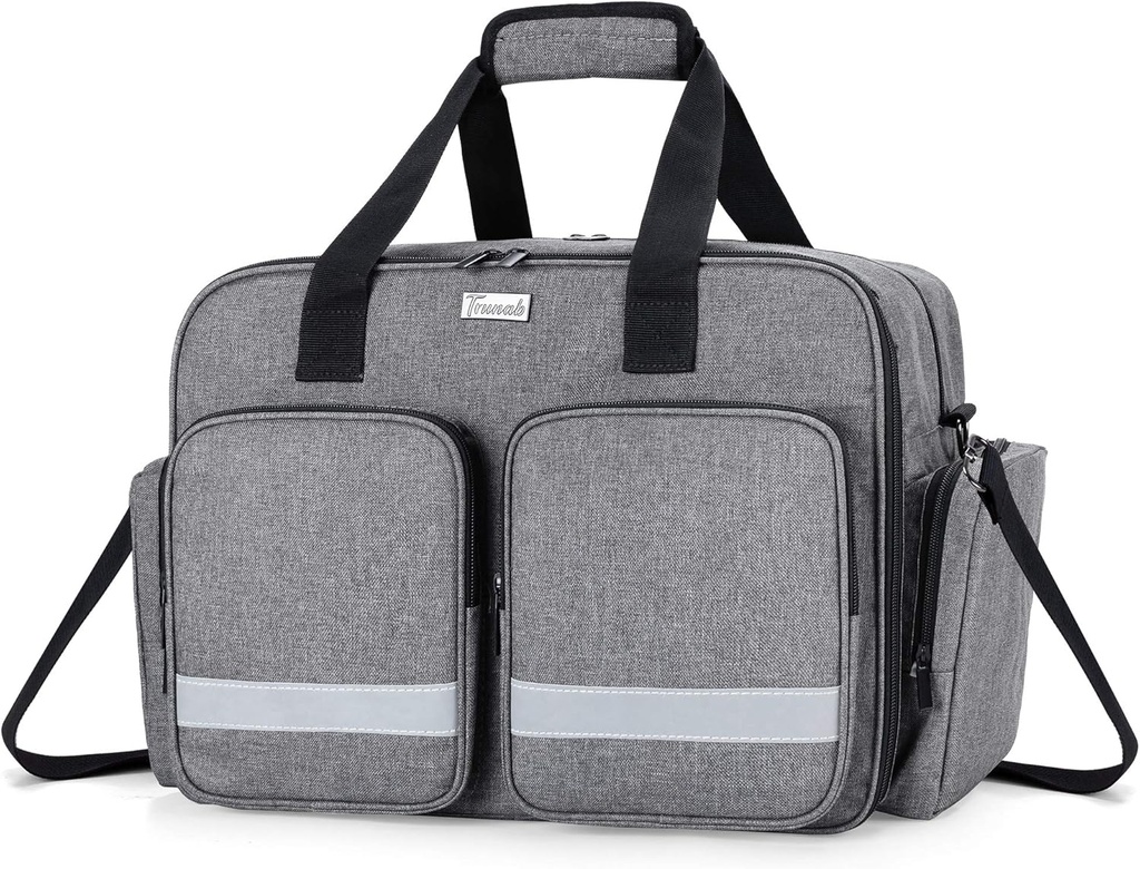 Trunab Medical Bag - Prázdná taška první pomoci pro sestru, doktora, paramedika - Zdravotnická taška domácí péče s polstrovanou vrstvou pro laptop - patentovaný design - šedá