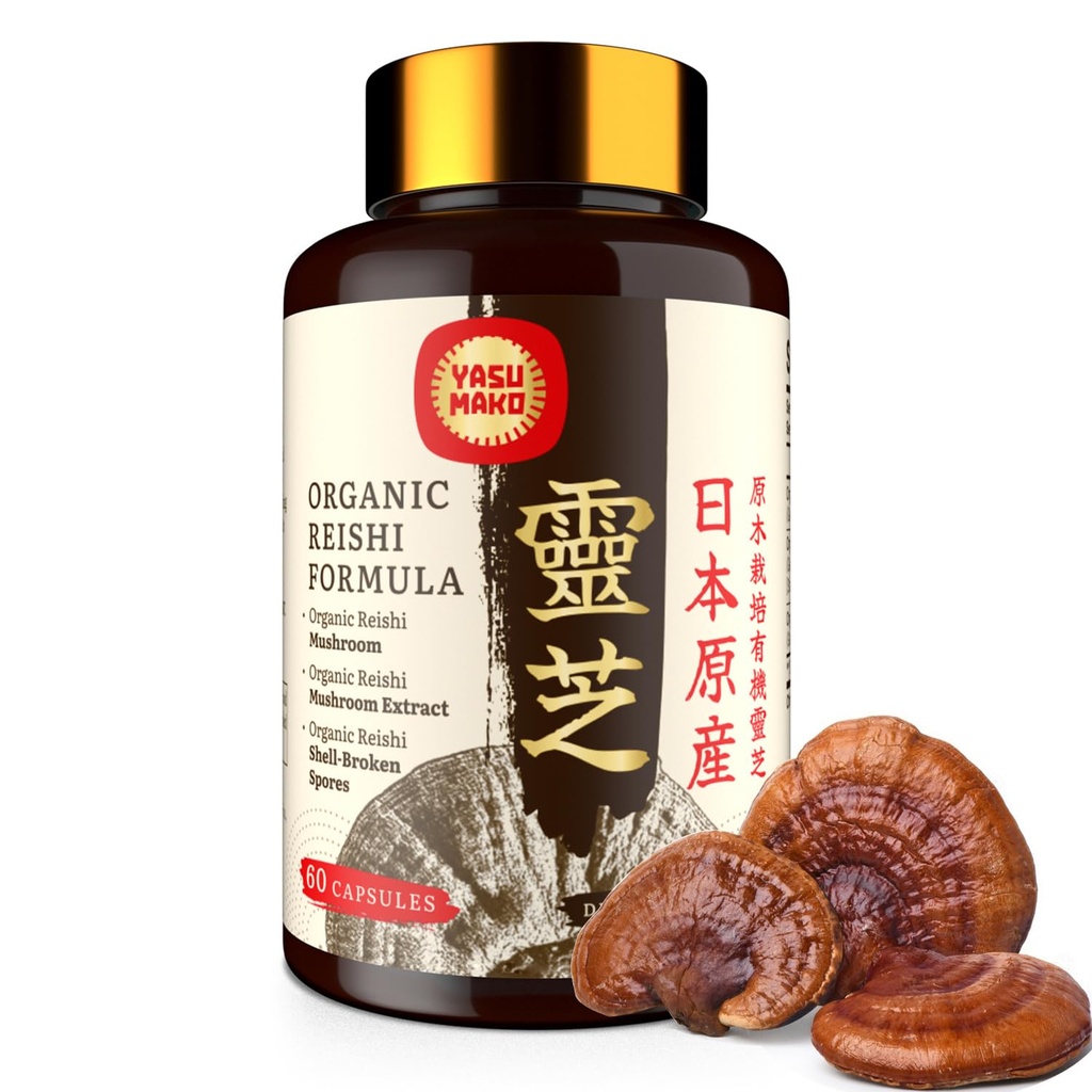 Japonská Reishi Houba dodatek 800mg s Reishi Houba Extract 500mg & Shell- Broken Spores 200mg, organické Houbové kapsle pro imunitní systém - Real Fruiting Body (balení po 1)