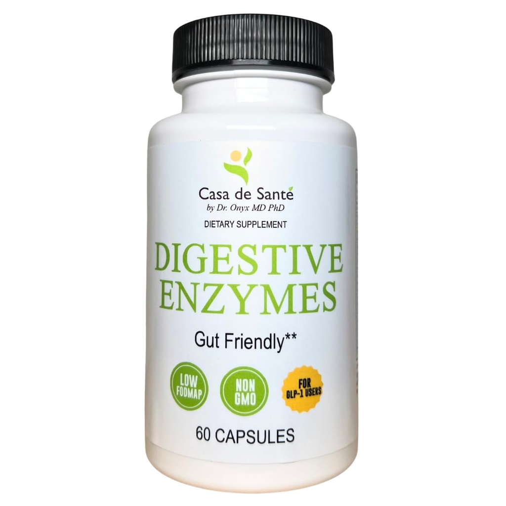 Casa de Sante FODMAP Digestive Enzymes, No High Inulin, Keto Carnivore Intolerance Support, 18 Multi Enzyme Amylaise Bromelain Lipáza Lactase Protiase Papain Alpha galaktosidáza, More - No GMO