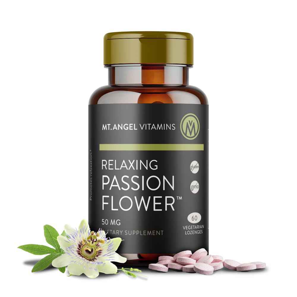 Mt. Angel Vitamíny - Relaxační Vášeň Květ Extrakt Velké Ochutnávání Bylinné Lozenge (Passiflora incarnata) - Vysoce Bio k dispozici 4: 1 Extract - 60 Počet