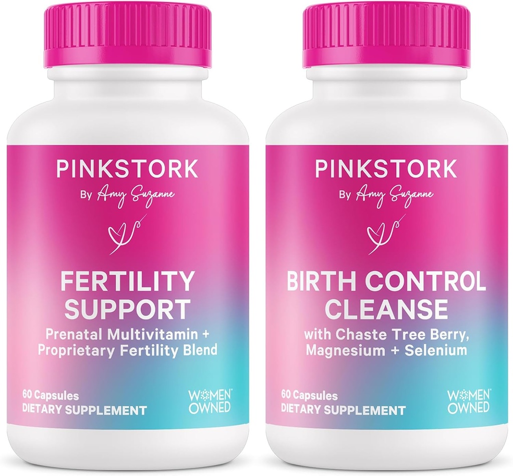 Pink Stork Prep & Fertility Support - Vitex, Inositol, Folát - Porodní kontrola Vyčištění - 2 Pack