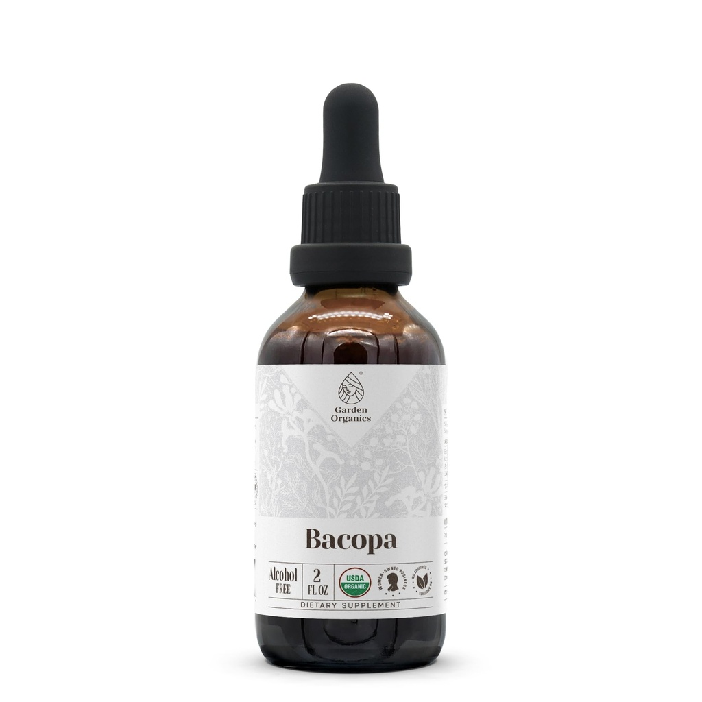 Bacopa USDA Organic CLANE124; Alcohol- Free Extract, Organic Bylinné kapky, Dodatek, Relaxace, Pozitivní kognitivní efekt CLANE124; tinktura Vyrobeno ze 100% Organic Bacopa (Bacopa Monnieri) Sušený Herb 2 oz