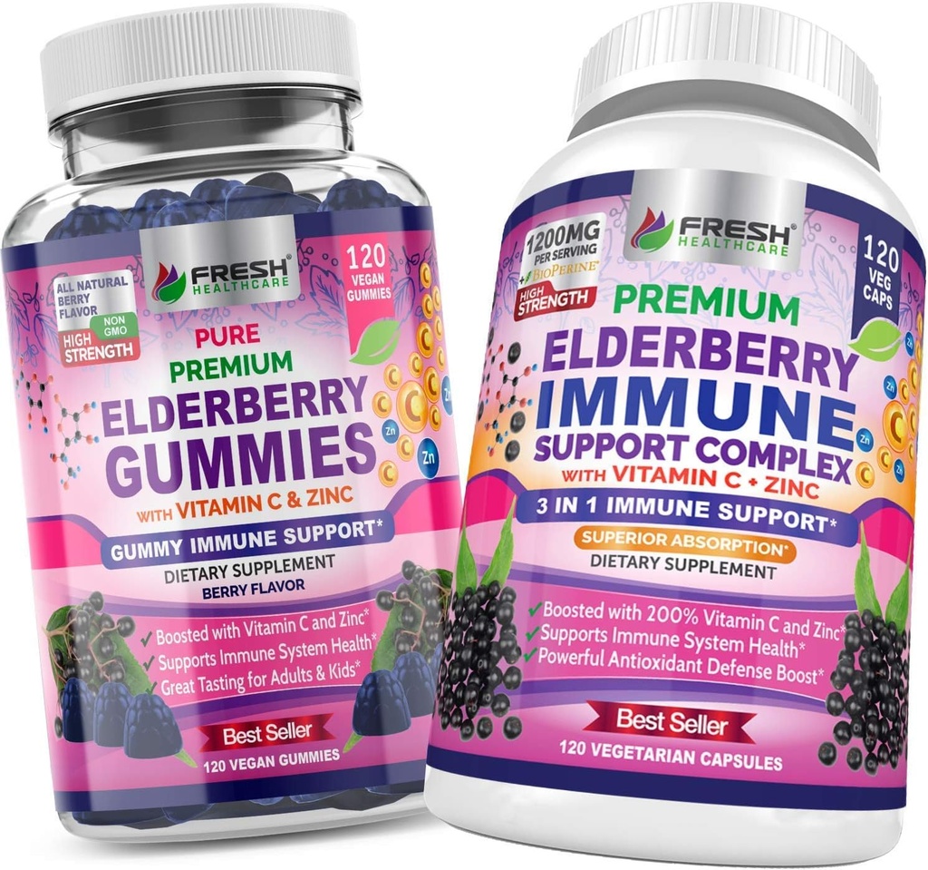 FRESH ZDRAVOTNÍ PÉČE Elderberry Gummies a Elderberry imunitní podpůrný komplex
