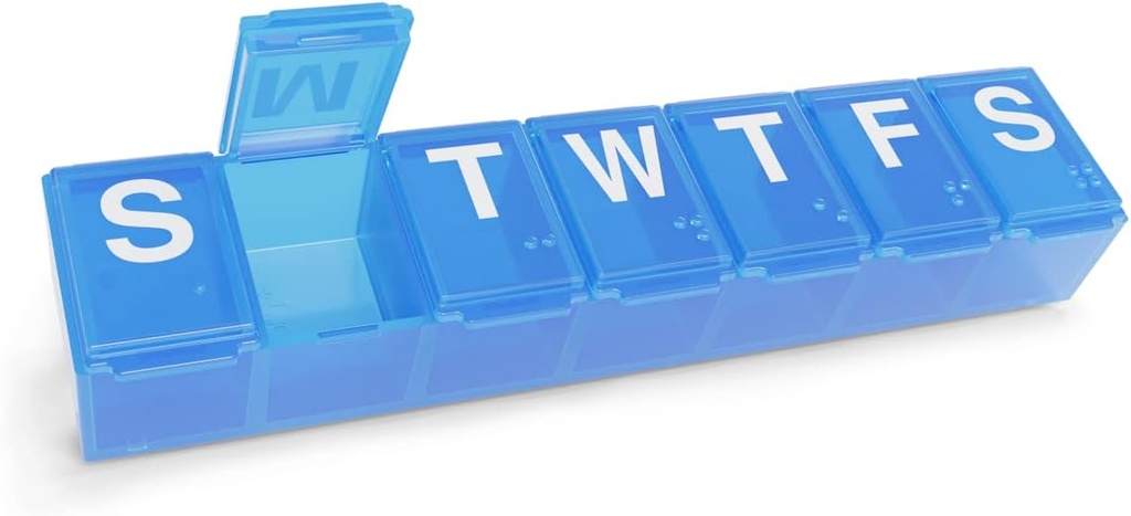 EZY DOSE Týdenní (7- Day) Pill Organizátor, Planner Medicine, Vitamin Organizátor Box, Pouzdro pro doplňky a rybí oleje, Pohodlné a snadné použití střední kompartmenty, Cestování Friendly, Blue, BPA zdarma