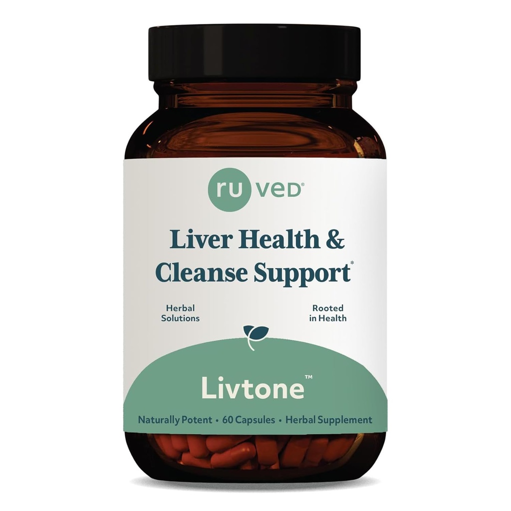 ruved LivTone - péče o játra, dodatek pro podporu jater pro ženy a muže s Amla, Andrographis & Picrorhiza, pilulky s organickými byliny pro přírodní detox - 90 Kapsle (1 Počet)