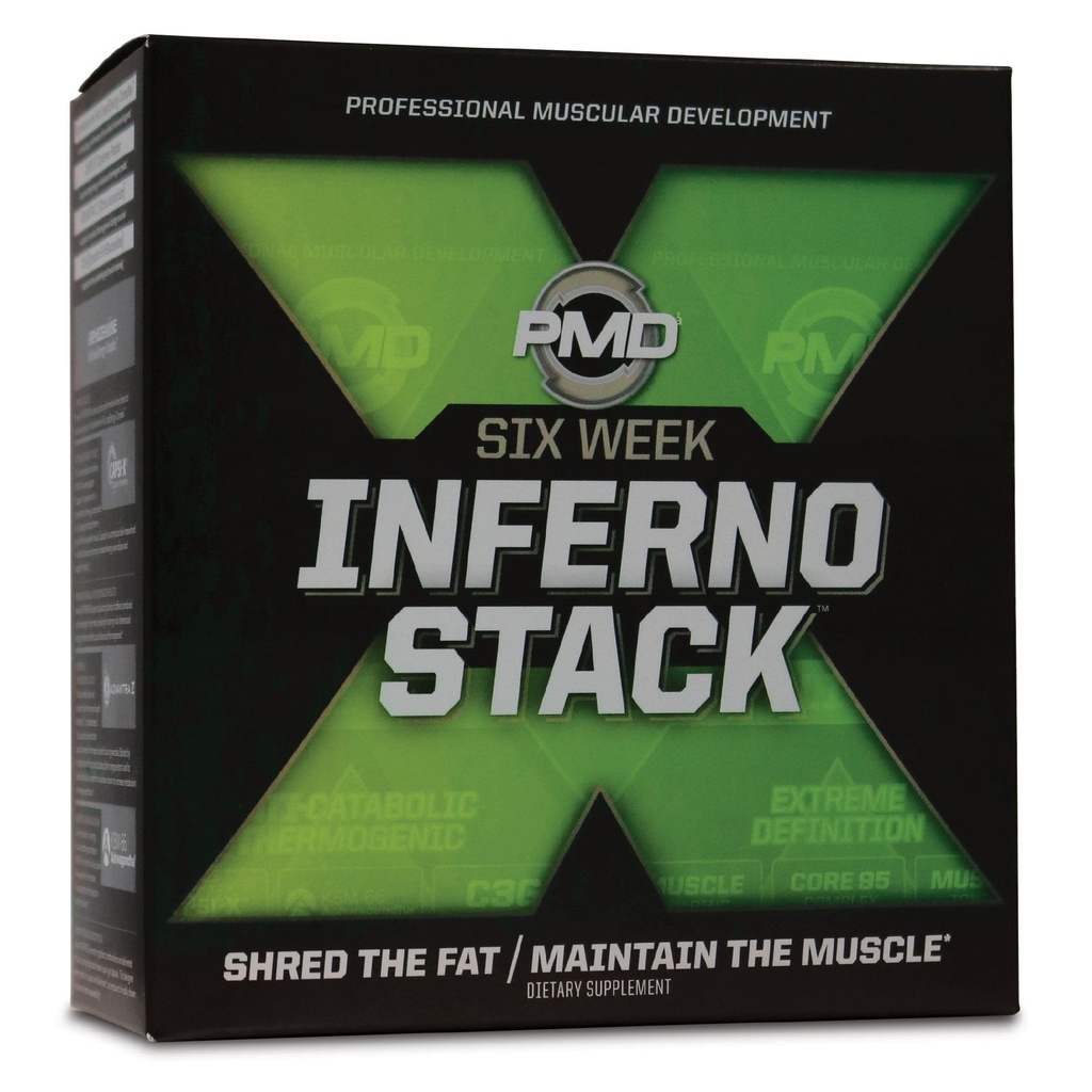 PMD Sports Šest týdnů Inferno Stack - maximální síla spalovač tuků a CLA Omega mastné kyseliny ztratit tuk rychle a zvýšit svalovou tónu - Arsenal X Inferno / 120 tekuté gely, Omega řízne Elite / 180 Softgels