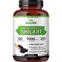 Zazzee 100% Pure Himalayan Shilajit 20: 1 Extract, 7000 mg Síla na kapsli, 50% Fulvic Acid, 120 Servings per Bottle, 20X Potency, Bohatá v trace minerály, Non- GMO, Vegan, Made in USA