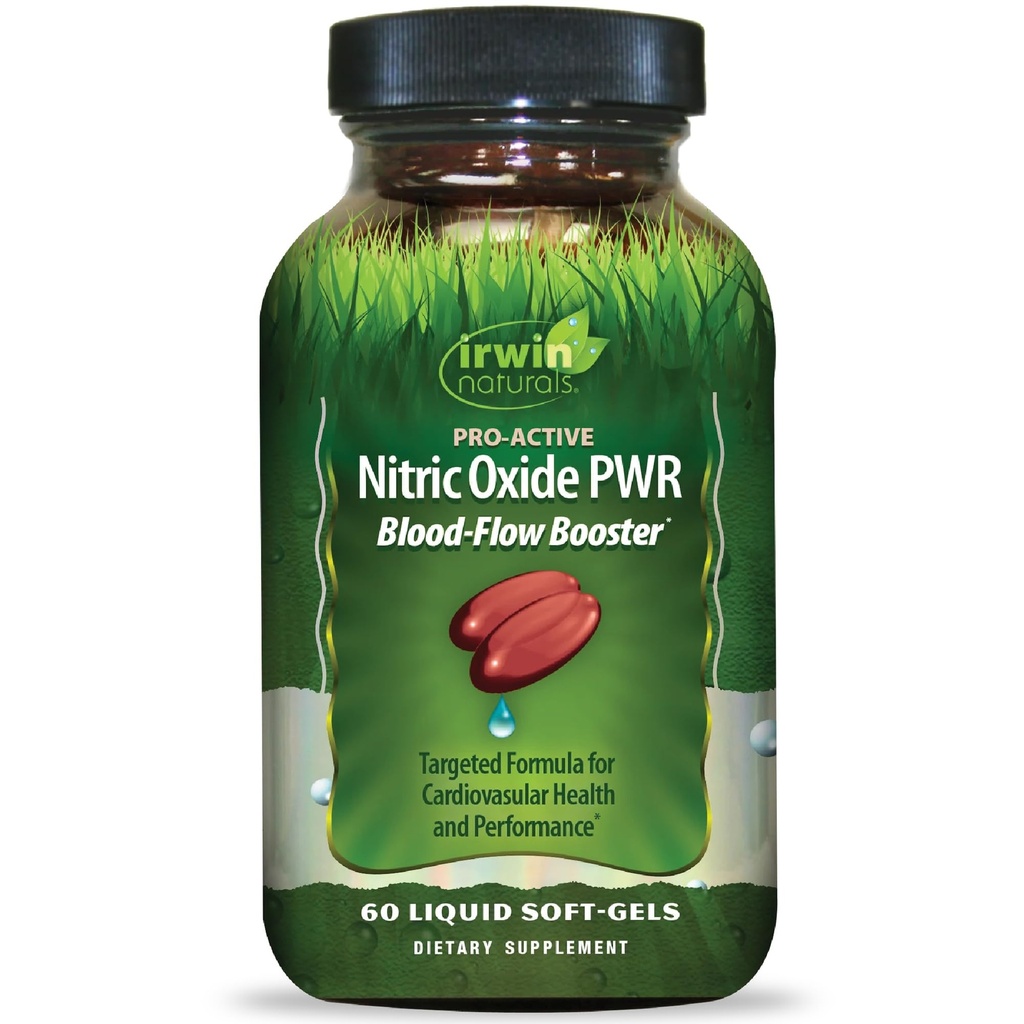 Irwin Naturals Pro-Active Nitric Oxide PWR - 60 Liquid Soft- Gels - Blood- Flow Booster s L-Citruline, Beet Root & Red Spinach