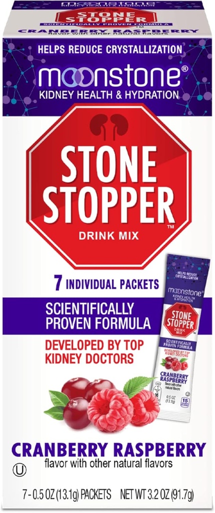 Moonstone Ledviny kámen stopper drink Mix Cranberry Raspberry, Předvede Chanca Piedra & Ledney Support doplňky, Vyvinuto Urology, aby se zabránilo ledvinové kameny a zlepšit Hydration, 7 Day Supply