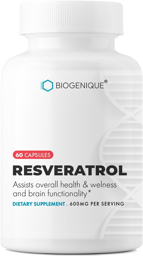 Resveratrol 600mg Potent Antioxidants & Trans- Resveratrol from Polygonum Root Extract, Promotes Anti- Aging & Cardicolateral Support, 60 Kapsle - Made in USA - Vegan, Non- GMO, gluten zdarma