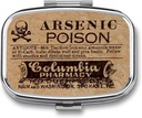 Metal 2 Compartment Pill Organizátor Cestování Friendly Přenosný Kompaktní Pouzdro Pouzdro Roztomilý Pouzdro, pro kapesní peněženky Denní přenosné medicíny Vitamin Tablet Storage (Arsenig Poison)