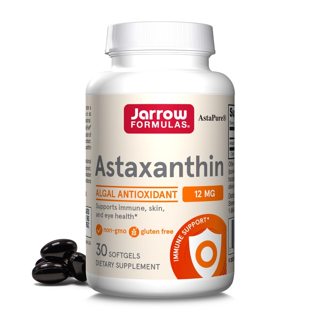 Jarrow Installas ® Astaxanthin 12 mg, dodatek stravy, antioxidační podpora pro imunitní a oční zdraví, 30 Softgels, 30 Day Supply