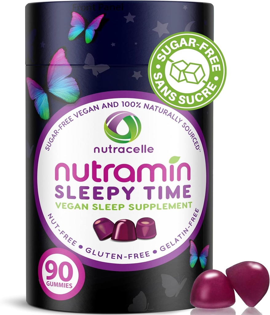 Nutramin Sleepy Time Gummy: Vegan, Sugar- Free, přírodní melatonin 5mg pro delší hluboký spánek - No Next- Day Grogginess, Non- Habit Forming Delicious & Drug- Free Alergy- Safe Bylinné spánkové gumy