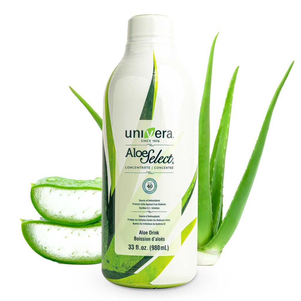 Univera Aloe Vera Juice, Preminum Organic Aloe Vera, 10% Polysacharidová retence, trávicí enzymy pro Gut zdraví, imunitní podpora a Gut zdraví, Aloe Flavor - 30 dní dodávky (33 fl oz)