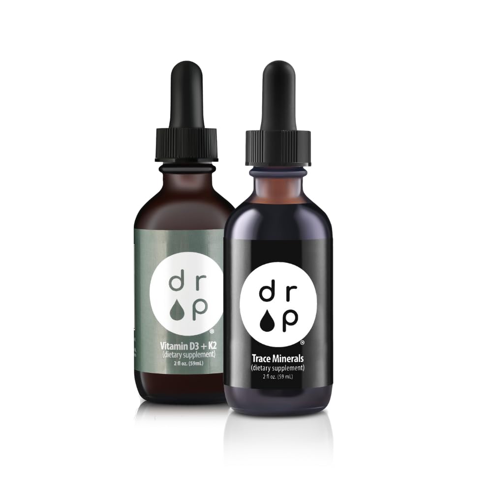 Drop doplňky Organické Stopy Minerály Elektrolyty Kapky a Vitamin D3 + K2 Kapky Bundle