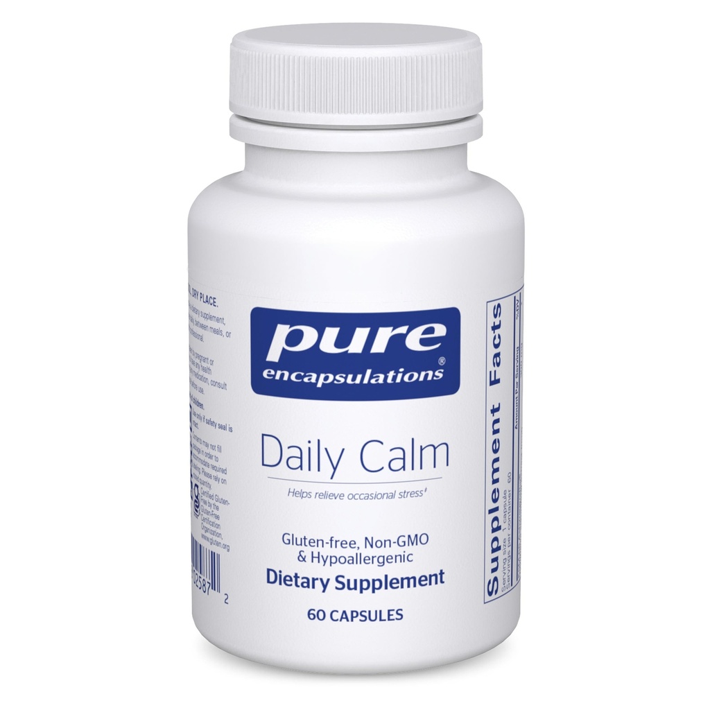 Čisté Enkapsulace Denní klid - Vegan Stress & Sleep Supplement - Obsahuje Ashwagandha, Saffron, GABA & L-Theanine - Non- GMO, Soy- Free & gluten- Free - 60 Kapsle