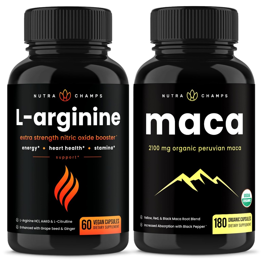 NutraChamps L- Arginin Kapsle a Maca Kapsle 2 Balení Bundle