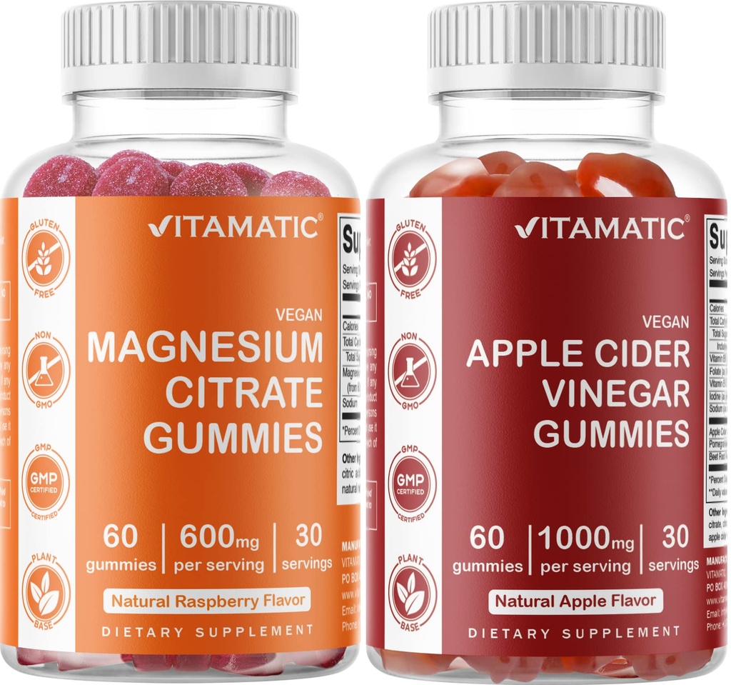 Vitamatická hořčík a jablečné octové gumy - 60 Veganů