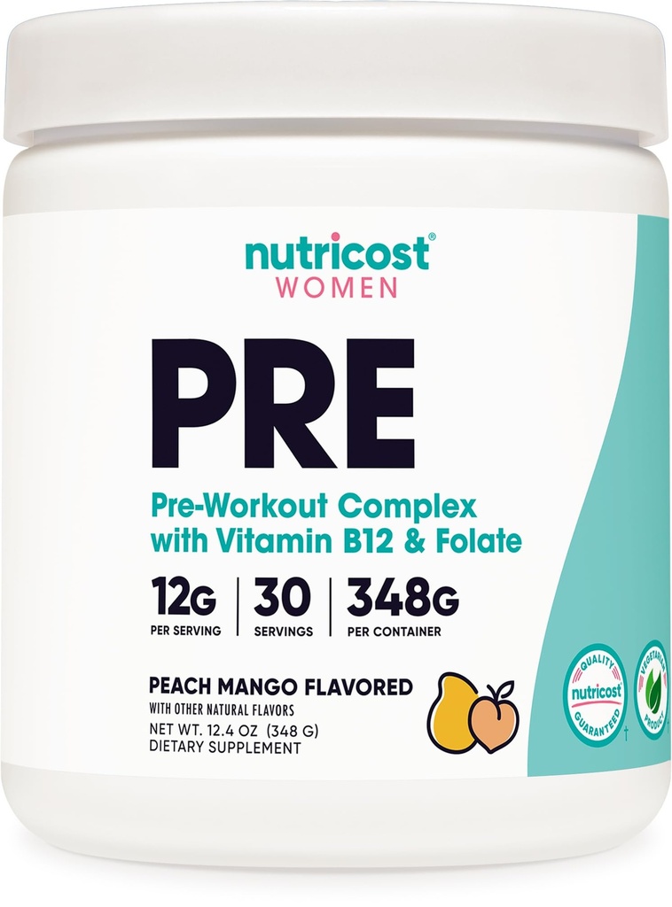 Nutricost Pre- Workout Prášek pro ženy, Peach Mango, 30 Služeb