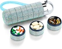 Zannaki Metal Bling Pill Organizátor, Travel Vodotěsný Týdenní Pill Box, Přenosný Velký hliníkový Alloy Pouzdro Kontejner, BPA Volný 7 Day Denní medicína Organizátor Držák pro vitamín, Rybí olej, Dodatek