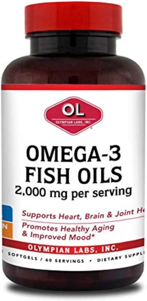 Olympian Labs Omega-3 Fish Oils, 2000mg per Serving - Pomáhá podporovat mozek a srdce zdraví, 120 Počet, (73)