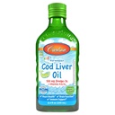 Carlson - Kid 's Cod Jaterní Oil, 550 mg Omega-3s, Plus vitaminy A a D3, Liquid Fish Oil, Wild Caught Nord Arctic Cod, Sustainable Sourced Nordic Fish Oil, Green Apple, 250 ml (8.4 Fl Oz)