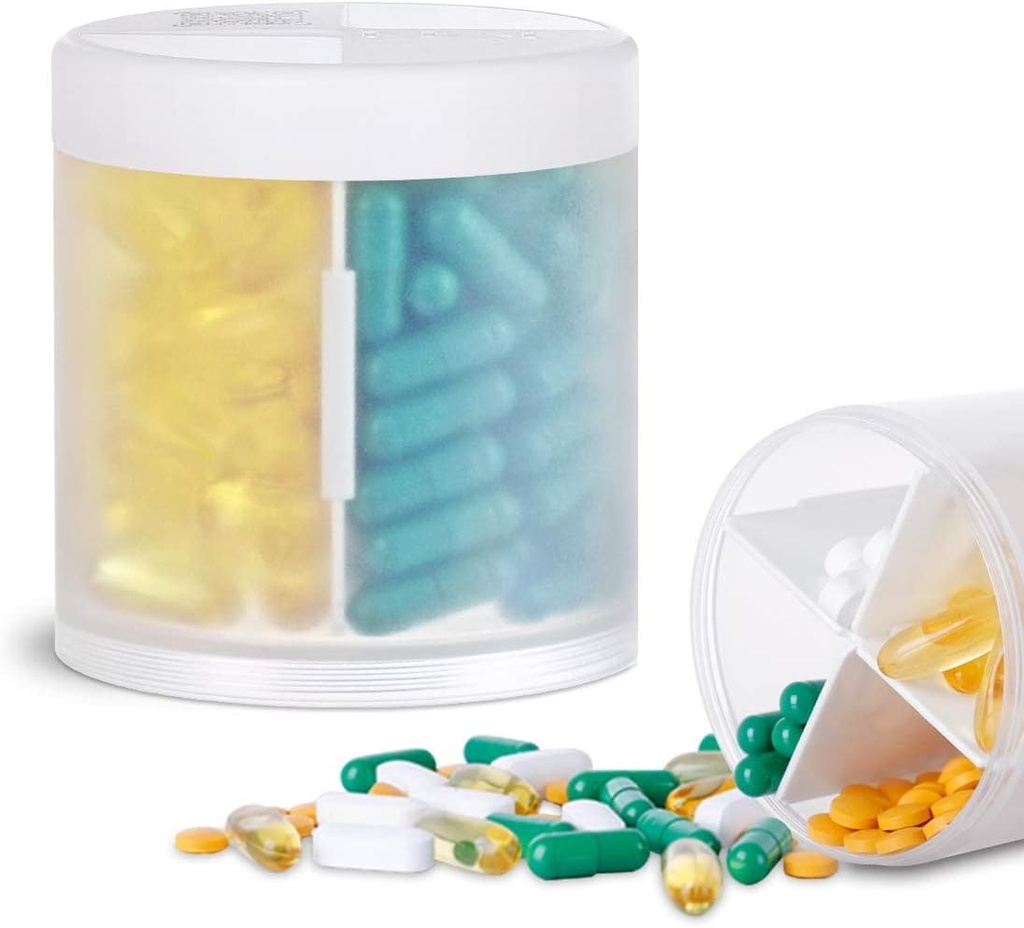Extra velký doplněk Organizátor se 4 Compartments Easy Open Pill Disperser Monthly Medicine Vitamíny Pořadatelé Storage Pill Lahve, Transparentní