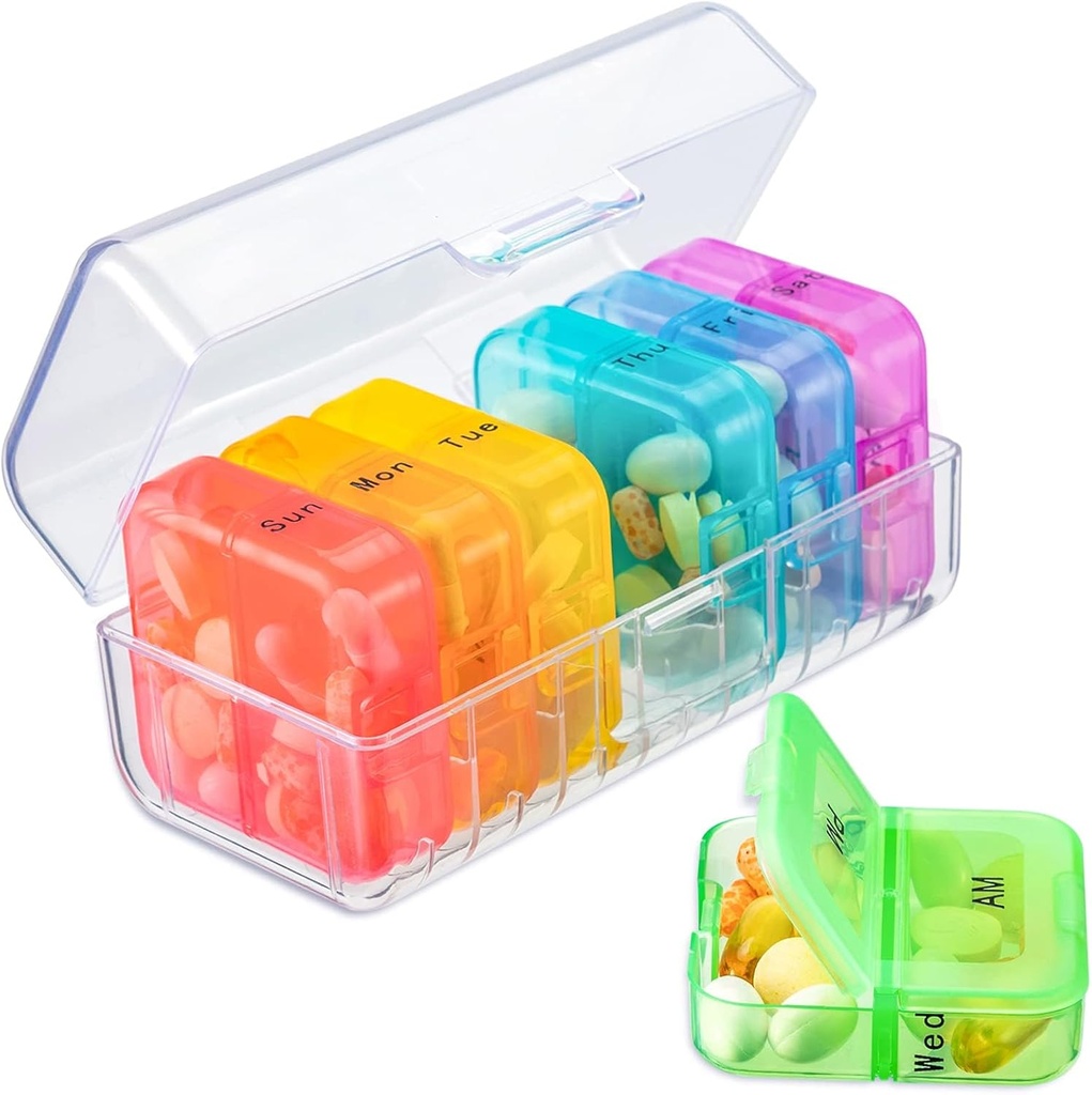 Zoksi Pill Organizátor 2 krát denně, Týdenní 7 den Pill Box, Denní Am Pm Pill Organizátor, Cestovní Pill Pouzdro pro medicínu, Rybí oleje, Vitamin, Dodatek