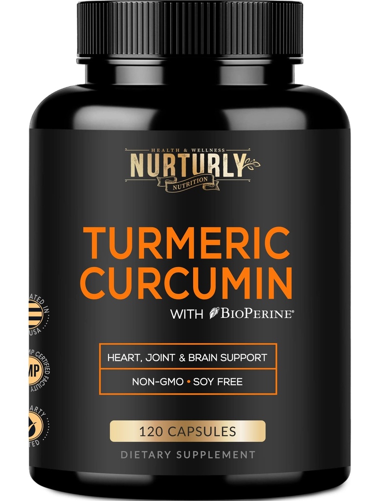 Kurkumin s bioperinovým černým pepřem a 95% kurkuminoidy - vysoké absorpce Kurkumové doplňky 1300mg pro Hearth Health - Non- GMO, bez glutenu - 120 Kapsle