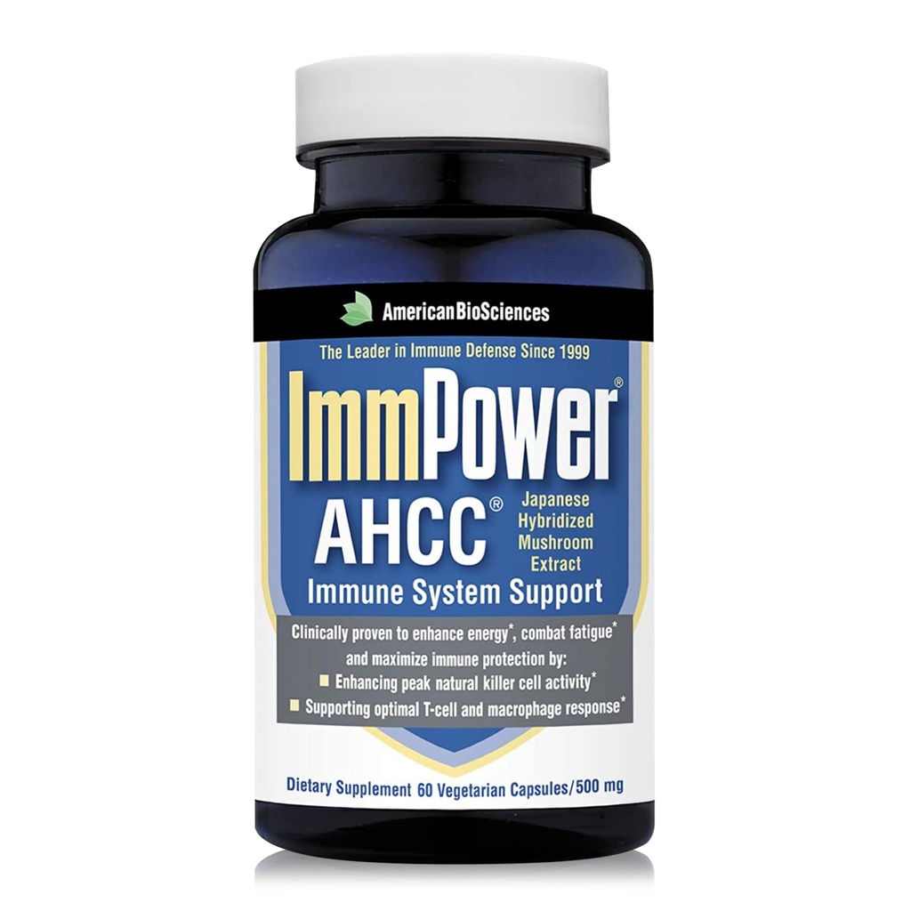 American BioSciences ImmPower AHCC Bylinné houby doplněk, 500mg na kapsli pro imunitní podporu, Udržuje přírodní Killer Buněčná aktivita, Balení 1, 60 Veggie Kapsle