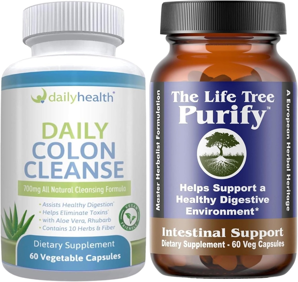 Life Tree Purify Intestinal Support Plus Daily Colon Cleanse Detoxify Kit 120 Kapsle - Lactobacillus acidophillus - Přírodní bylina pro stravitelné zdraví