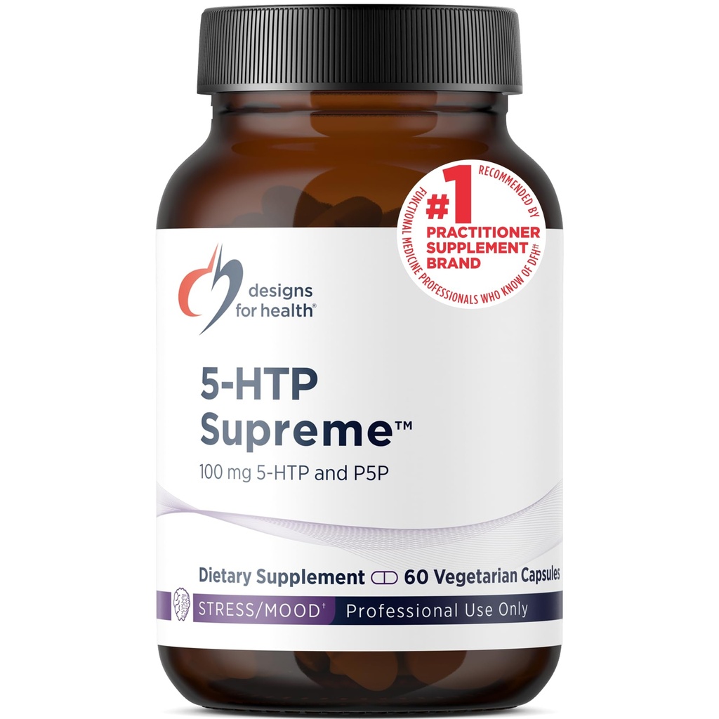 Design pro zdraví 5-HTP 100mg s vitaminem B6 (P-5-P) - 5-HTP Supreme 100 mg dodatek - Serotonin Prekurzory na podporu zdravé nálady + appetit (60 Kapsle)